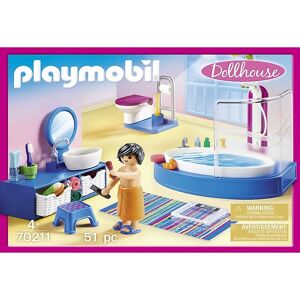 Dollhouse - Badeværelse Med Karbad - 70211 - 51 Dele - Playmobil - Onesize - Legetøj