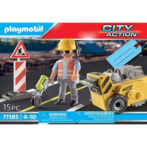 City Action - Byggearbejder Med Kantfræser - 71185 - 1 - Playmobil - Onesize - Legetøjsfigur