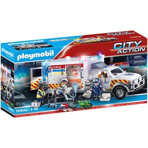 City Action - Amerikansk Ambulance - 70936 - 93 Dele - Playmobil - Onesize - Legetøj