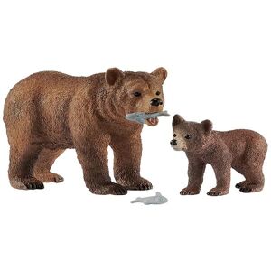 Schleich Wild Life - Grizzly Bjørn & Unge 42473 - Onesize - Schleich Legetøj