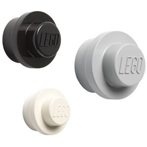 Storage Knagerækkesæt - 3 Stk - 10/8/5 Cm - Hvid/sort/grå - Lego® Storage - Onesize - Knage