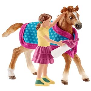 Schleich Horse Club - Føl M. Dukke - H: 8 Cm 42361 - Schleich - Onesize - Legetøjsdyr