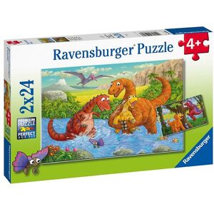 Ravensburger Puslespil - 2x24 Brikker - Dinosaurs At Play - Ravensburger - Onesize - Puslespil