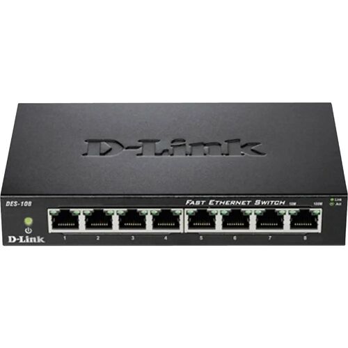 D-Link DES-108 Strømforsyning-switch 8 porte 100 MBit/s