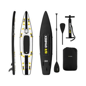 Gymrex Paddle-board - 120 kg - sort/gul - sæt inkl. paddel, sæde og tilbehør GR-SPB375