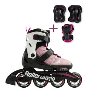 Rollerblade Microblade Inliner Rulleskøjte + Beskyttelsessæt - Pink/hvid 33-36.5 Pink/White