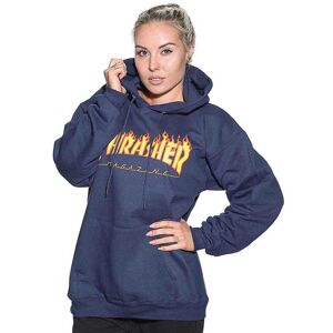 Thrasher Flame Logo Hættetrøje Navy Blå XL Navy