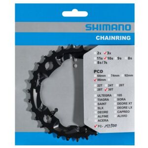 Shimano Deore Mt500 3x10-Speed Klinge, 30t - Sort