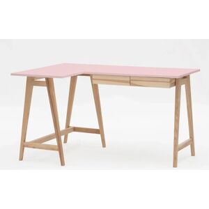 Ragaba Luka Asketræ Hjørneskrivebord B 135cm X D 85cm / Pink Venstre Side