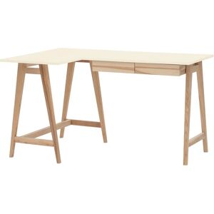 Ragaba Luka Asketræ Hjørneskrivebord B135 X D85cm Kridthvid Venstre Side