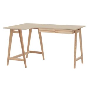 Ragaba Luka Asketræ Hjørneskrivebord B135 X D85cm Brun Beige Venstre Side