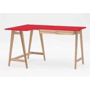 Ragaba Luka Asketræ Hjørneskrivebord B 135cm X D 85cm / Rød Venstre Side