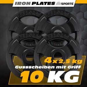 FF Europe Vægtskiver - 10 Kg Sæt, 30 Mm Boring, Tri-Grip, Støbejern, Sort