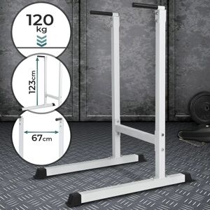 FF Europe Dip Station, Op Til 120 Kg, 103/67/123 Cm, Fritstående, Biceps, Triceps, Mave- Og Rygtræning, Polstrede Håndtag, Metal, Hvid