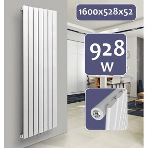 FF Europe Aquamarin® Design Radiator - Lodret, Enkeltlag, 7 Segmenter, 1600x528x52 Mm, Centralvarme, Hvid