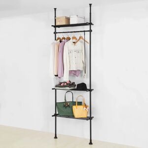 SoBuy Walk-In Closet Modular Garderobe Med Teleskopstænger, Sort