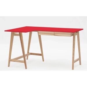 Ragaba Luka Asketræ Hjørneskrivebord B 135cm X D 85cm / Rød Venstre Side