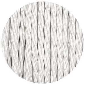 Ledsone Tekstilkabel 3-Leder Lampekabel 0,75 Mm², Flettet, Hvid