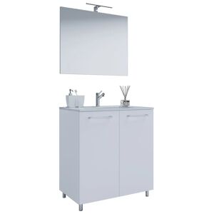 VCM Håndvaskskab Med Håndvask - Badeværelsesmøbelsæt - 80 Cm + Spejl 