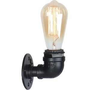 Ledsone E27 Industrial Retro Style Light Steampunk Wall Light Vandpibe Lampe Sort