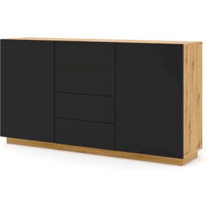 BIM Furniture 2d4s Kommode 164 Cm Naturfarvet Eg / Sort Mat