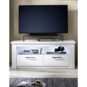 Forma Furniture Tv-Møbel Med 2 Skuffer Og Åbne Rum Pinie Hvid Med Struktur Kunstfiner