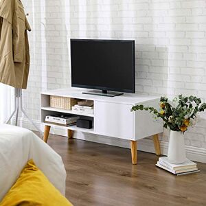 SONGMICS Tv-Bord I Skandinavisk Design, 110 X 40 X 49,5 Cm, Hvid