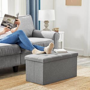 SONGMICS Ottoman Med Opbevaring, 76 X 38 X 38 X 38 Cm (L X B X H), Lysegrå