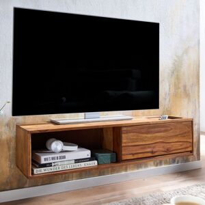 Skyport Stilfuldt Tv-Bord I Massivt Sheesham-Træ, 108x25x34 Cm, Brun