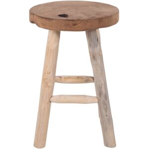 House Nordic Badia Teak Taburet - Taburet I Teak Med 4 Ben, Natur, Ø30x45 Cm