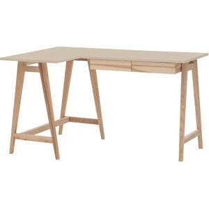 Ragaba Luka Asketræ Hjørneskrivebord B135 X D85cm Brun Beige Venstre Side