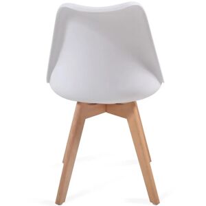 FF Europe Spisebordsstole, Sæt Af 8 - I Skandinavisk Stil, Betrukket Med Sædehynder, Lavet Af Plastik & Massivt Træ, Hvid