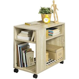 SoBuy Sidebord Med Hjul, 70x35x61 Cm, Naturfarvet