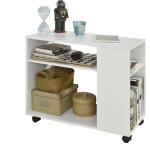 SoBuy Enkelt Sidebord Med Hjul, Hvid, 70 X 35 X 61 Cm