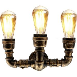 Ledsone Retro Industriel Væglampe Vintage Jern Børstet Kobber Vandrør Lamper E27 Loft Light