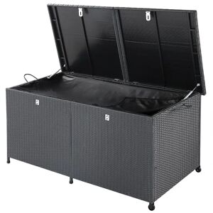 Deuba Polyrattan Opbevaringsboks På Hjul, 150x77x73 Cm, Sort