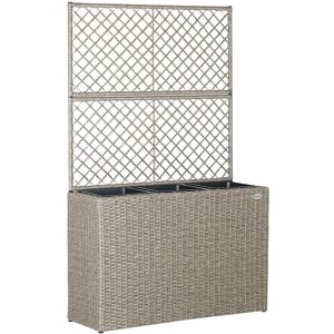 Deuba Blomsterkasse Polyrattan, 3 Potter, 146x30,5x83 Cm, Creme