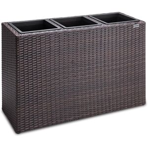 Deuba Blomsterkasse Polyrattan, 3 Potter, Mesh, Brun