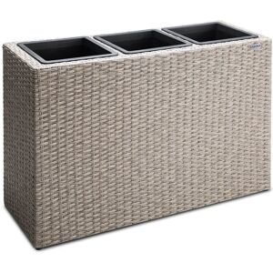 Deuba Blomsterkasse Med 3 Inderpotter, Polyrattan Mesh Plantekasse