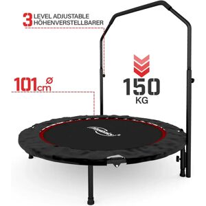 FF Europe Fitness Trampolin - 101 Cm, Højdejusterbart Håndtag, Op Til 150 Kg, Foldbar, Sort/rød