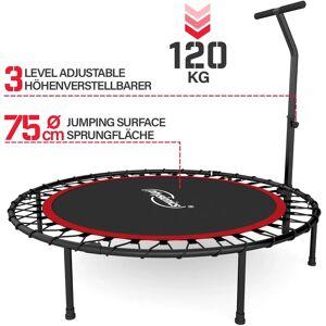 FF Europe Fitness Trampolin - Ø 101cm, Højdejusterbart Håndtag, Gummitov, Op Til 120 Kg, Sort/rød