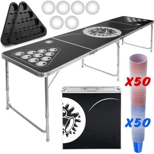 FF Europe Beer Pong Sæt, 6 Bolde, 100 Kopper, Justerbar/foldbar Aluminiumsbord