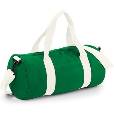 Bagbase Bg140, Tasker Original Barrel Bag - Kelly Grøn/off White - One Size Bagbase Bg140, Tasker Original Barrel Bag - Kelly Grøn/off White - One Size