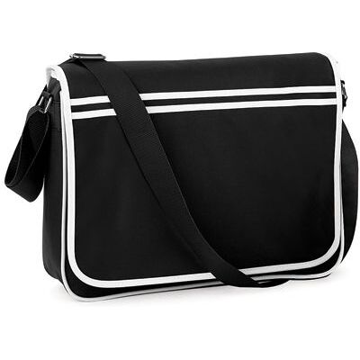 Bagbase Bg71, Tasker Retro Messenger - Sort/hvid - One Size Bagbase Bg71, Tasker Retro Messenger - Sort/hvid - One Size