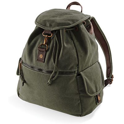 Quadra Qd612, Tasker Vintage Canvas Backpack - Vintage Militær Grøn - One Size Quadra Qd612, Tasker Vintage Canvas Backpack - Vintage Militær Grøn - One Size