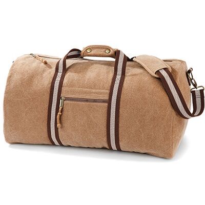 Quadra Qd613, Tasker Vintage Canvas Holdall - Sahara - One Size Quadra Qd613, Tasker Vintage Canvas Holdall - Sahara - One Size
