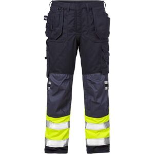 Fristads 109417 Flamestat Hi Vis Håndværker Bukser Kl.1 2074 / Håndværkerbukser / Arbejdsbukser Hi-Vis Gul/marine D88