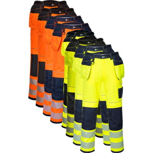 Portwest T501 Pw3  Hi-Vis Bukser M/ Hængelommer 41 Orange/sort Kort