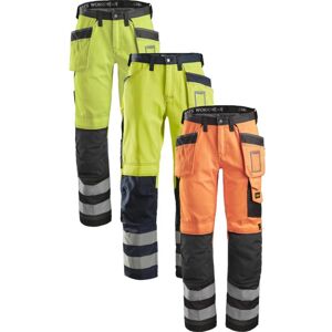 Snickers 3233 High-Vis Bukser Med Hylsterlommer, Klasse 2 Orange/gråmeleret 66