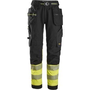 Snickers 6934 High-Vis Stretch Arbejdsbukser Med Hylsterlommer, Klasse 1 Sort/gul 250